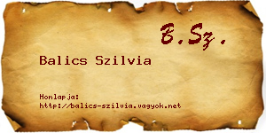 Balics Szilvia névjegykártya